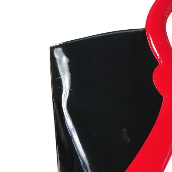 ROBERTA DI CAMERINO VTG Patent Leather Handbag Black Red Unique Boho Retro Rare - Picture 11 of 12